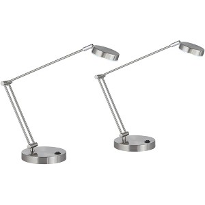 360 Lighting Jarrett 19" High Small Modern Desk Lamps Set of 2 Adjustable LED Silver Satin Nickel Finish Metal Home Office Living Room Bedroom Bedside - 1 of 4