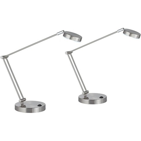 360 Lighting Jarrett 19" High Small Modern Desk Lamps Set of 2 Adjustable LED Silver Satin Nickel Finish Metal Home Office Living Room Bedroom Bedside - image 1 of 4