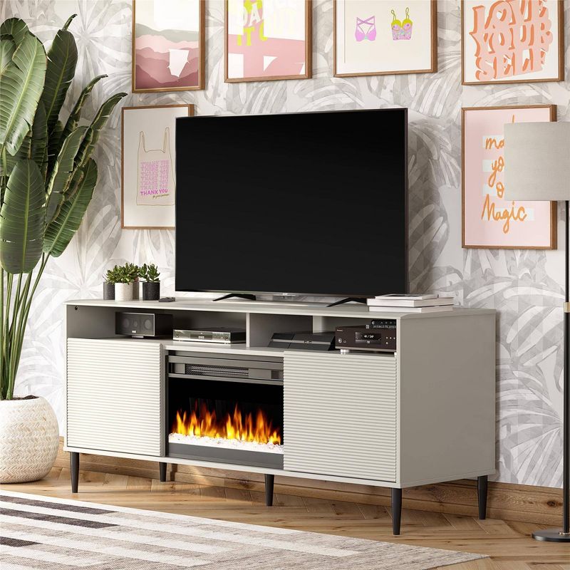 Daphne Fluted Contemporary TV Stand for TVs up to 70&#34; with Electric Fireplace - Mr. Kate, 3 of 11