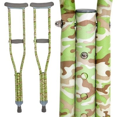 My Crutches for Teens/Adults w Adjustable Handgrip and Length- 5'10" & Up- Made of Lightweight, Durable Aluminum with Underarm Padding- Green Camo