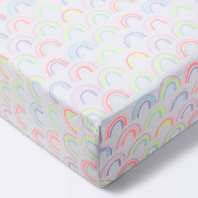 Fitted Crib Sheet Rainbows - Cloud Island™ White