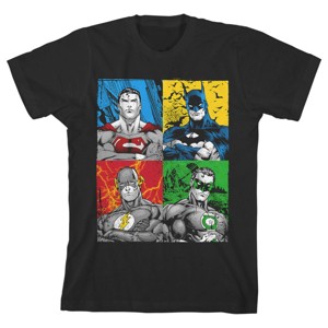 Batman and Superheroes Black Graphic Tee Toddler Boy to Youth Boy - 1 of 3