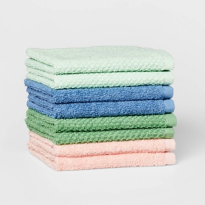 8pc 12"x12" Washcloth Set Green - Pillowfort™