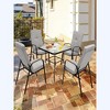 22"4 Patio Dining Stackable Chairs Set with High-Back Cushions - 2 of 4