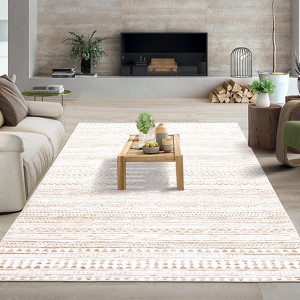 Small Throw Rug for Bedroom Kitchen Entryway - Boho Vintage Non-Slip Washable Mat, Oriental Soft Stain Resistant Low Pile Carpet - 1 of 4