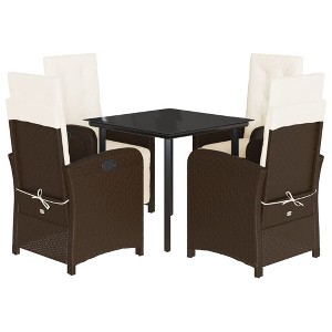 vidaXL Garden Dining Set Brown PE rattan 4-seater Adjustable Footrests - 1 of 4