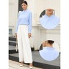 INSPIRE CHIC Women's Business Casual Pleated Stand Up Neck Puff Long Sleeve Office Blouses - 2 of 4