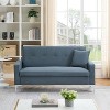 ORRD 57" Double Sofa with Storage - Gray Cotton Linen Convertible Couch for Small Spaces, Living Room & Apartment - 2 of 4