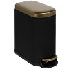 LunaLulinlk 1.3 gal., Curved Rectangular Soft Close Premium Pedal Waste Step On Trash Can, Soft Touch Black Gold - 4 of 4