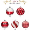 Aoibox 12 Pack 3.15 Inch 80mm Shatterproof Plastic Christmas Tree Ornaments Lightweight Red and White Baubles for Holiday Decor - 4 of 4