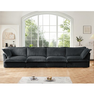 Oversized 156.6" Corduroy Slipcovered 4 Seater Modular Sectional Sofa with French Edges and Removable Covers, 4-Piece Free combination