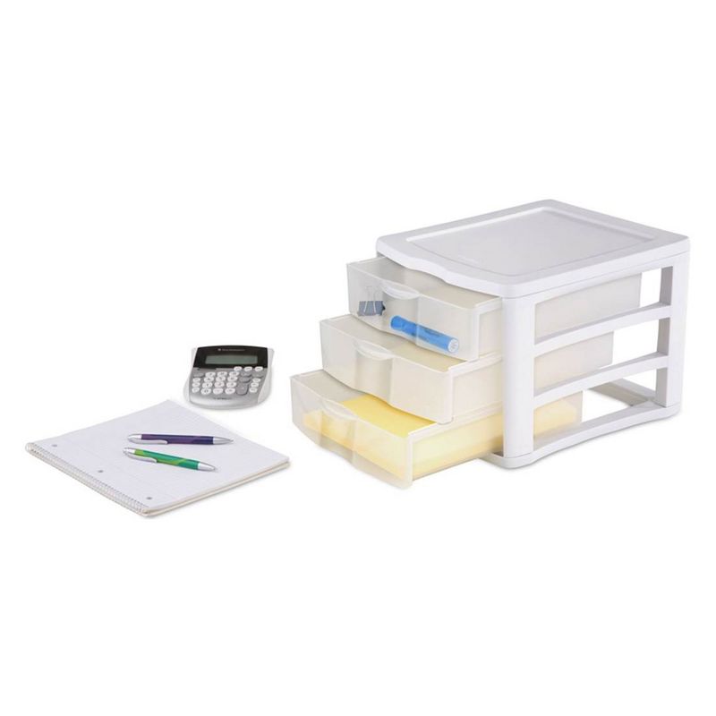 Sterilite ClearView Compact Stacking 3 Drawer Storage Organizer System for Crafting Supplies, Home Office, or Dorm Room, 5 of 7