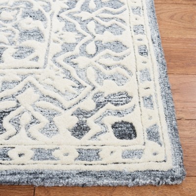 Elegant Hand-Tufted Wool Square Rug in Grey