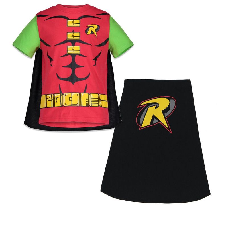 DC Comics Robin Cosplay T-Shirt and Cape Little Kid , 5 of 8