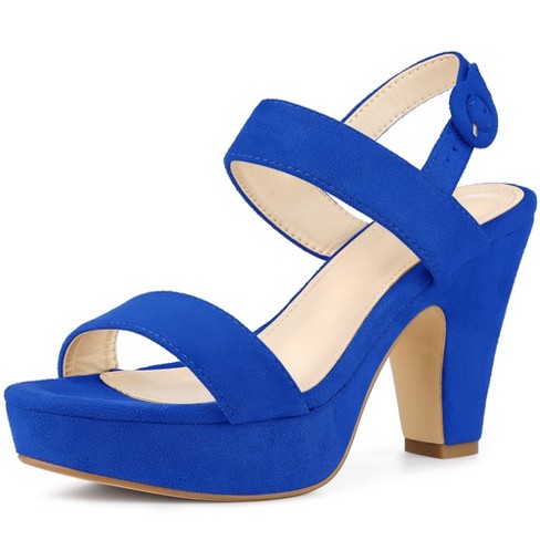 Perphy Women's Platform Slingback Block Heeled Sandals Roal Blue 7.5