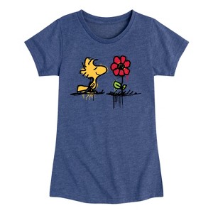 Girls' - Peanuts - Woodstock Rose Fitted Short Sleeve Graphic T-Shirt - 1 of 4