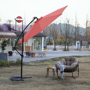 KTMBDW 10 ft Solar Umbrella Lighted Patio Umbrella Table Market Umbrella with Tilt and Crank Outdoor Umbrella for Garden, Backyard and Beach - 1 of 4