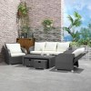 Outsunny 6-Piece Outdoor Rattan Patio Sectional Sofa Set with 3-Seat Couch 2 Recliners 2 Ottoman Footrests Coffee Table Conversation Set - 3 of 4
