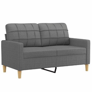 vidaXL Dark Gray 2-Seater Sofa with Polyester Fabric, Metal Frame, and Comfortable Padding - Compact Design for Modern Home Styles - 1 of 4