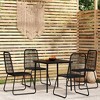 vidaXL Patio Dining Set Outdoor Dining Set Garden Table and Chair Set Black - 31.5" Table Length 4 Items - 2 of 4