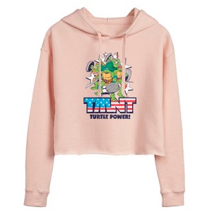 Women's - Teenage Mutant Ninja Turtles - Turtle Power Americana Cropped Graphic Hoodie - 1 of 3