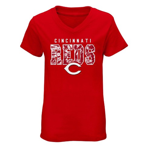 MLB Boys' Cincinnati Reds V-Neck Team Tee (Red, 4  