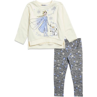 Disney Frozen Olaf Elsa Girls Fleece T-Shirt and Leggings Outfit Set Little Kid to Big Kid