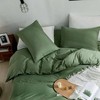 Green Queen Duvet Cover, 100 Washed Cotton, Breathable Set with Zipper, 3 Pieces - 2 of 4