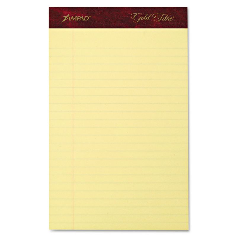 Ampad Gold Fibre Writing Pads Jr. Legal Rule 5 x 8 Canary 50 Sheets 4/Pack 20029, 1 of 3