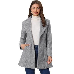 INSPIRE CHIC Women's Turn Down Collar Buttoned Business Casual Mid-Long Winter Coat - 1 of 4