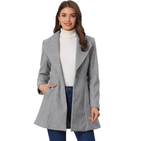 Allegra K Women's Turn Down Collar Buttoned Business Casual Mid-long Winter  Coat Beige Small : Target