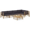 vidaXL Modern Patio Lounge Set with Comfortable Dark Gray Cushions, Sustainable Bamboo Construction, Easy to Clean, Versatile Modular Design - 2 of 4