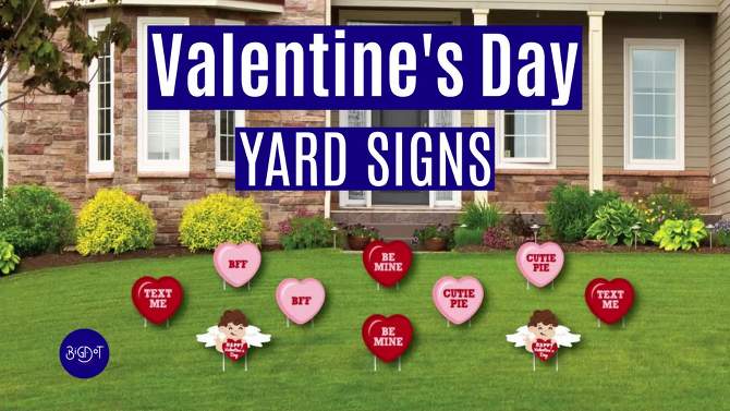 Big Dot of Happiness Conversation Hearts - Cupid and Heart Lawn Decorations - Outdoor Valentine's Day Party Yard Decorations - 10 Piece, 2 of 10, play video