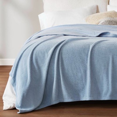 Sapphtopaz 66"W x 90"L Micro Fleece Blanket, Grid Pattern Cooling Blanket Twin Size, Anti-Pilling Throw Blanket for Bed, Twin Blanket