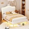 Streamdale Full Size Upholstered Bed Frame with LED Lights,Modern Upholstered Princess Bed With Crown Headboard,White - 2 of 4