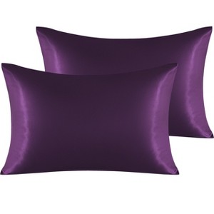 2 Pack Satin Pillowcases for Hair and Skin, Luxurious and Silky Pillow Cases with Envelope Closure - NTBAY - 1 of 4