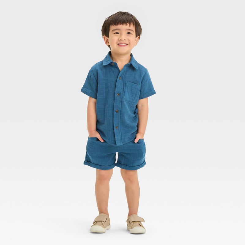 Toddler Boys' Short Sleeve Textured 'Button-Up' Shirt - Cat & Jack™, 5 of 8