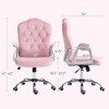 NicBex Velvet Adjustable Height Button Tufted Home Office Desk Chair with Padded Armrests and Wheels for Work Study Vanity - 3 of 4