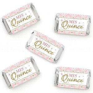 Big Dot of Happiness Mis Quince Anos - Mini Candy Bar Wrapper Stickers - Quinceanera Sweet 15 Birthday Party Small Favors - 40 Count - 1 of 4