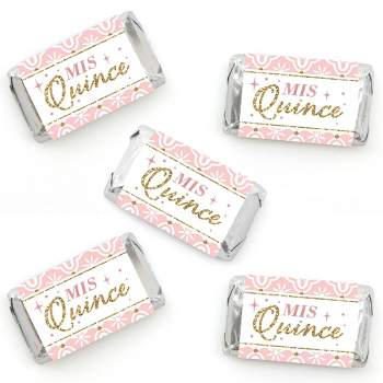 Big Dot of Happiness Mis Quince Anos - Mini Candy Bar Wrapper Stickers - Quinceanera Sweet 15 Birthday Party Small Favors - 40 Count
