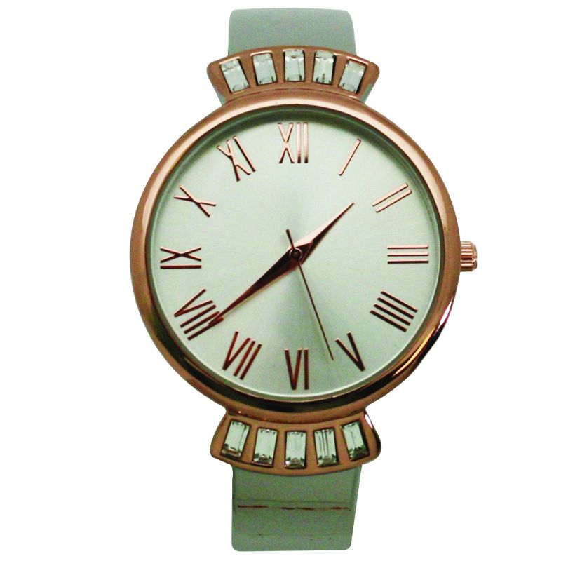 Olivia Pratt Elegant Emerald Rhinestone Solid Metal Bangle Watch, 5 of 6