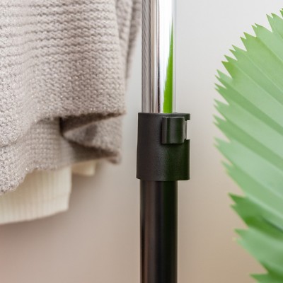 Adjustable Black Metal Single Rod Clothes Rack with Wheels