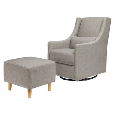 Babyletto Toco Swivel Glider and Ottoman, Greenguard Gold Certified - Performance Gray Eco-Weave