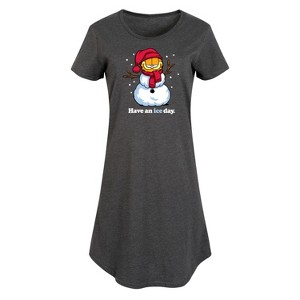 Women's Garfield Have An Ice Day Graphic T-shirt Dress - Heather Charcoal - 4X - 1 of 4