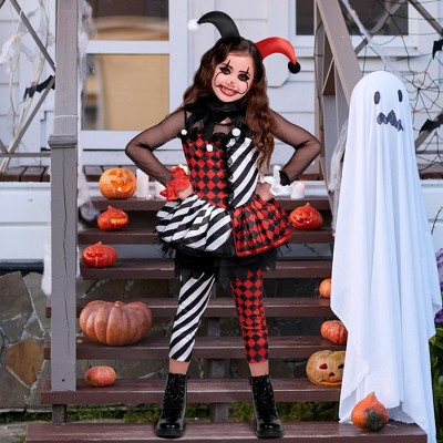 SYNCFUN Girls' Halloween Clown Costume, Evil Clown Dress for Girls Halloween Cosplay - M