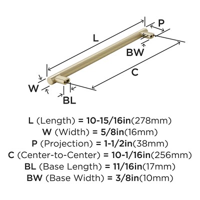 Golden Champagne Knurled Bar Pull with Mounting Hardware