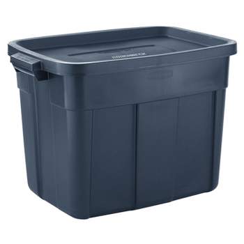  Rubbermaid Roughneck️ 3 Gallon Storage Totes, Pack of 6,  Durable Stackable Storage Containers with Lids, Nestable Plastic Storage  Bins for Accessories, Office Supplies, Tool Storage, Heritage Blue : Tools  & Home Improvement