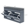 SKRAN Modern Shoe Rack Bench for Entryway, Storage Organizer with Cushion, 2 Drawers, Adjustable Shelf, Holds 8 Pairs, Gray - 3 of 4
