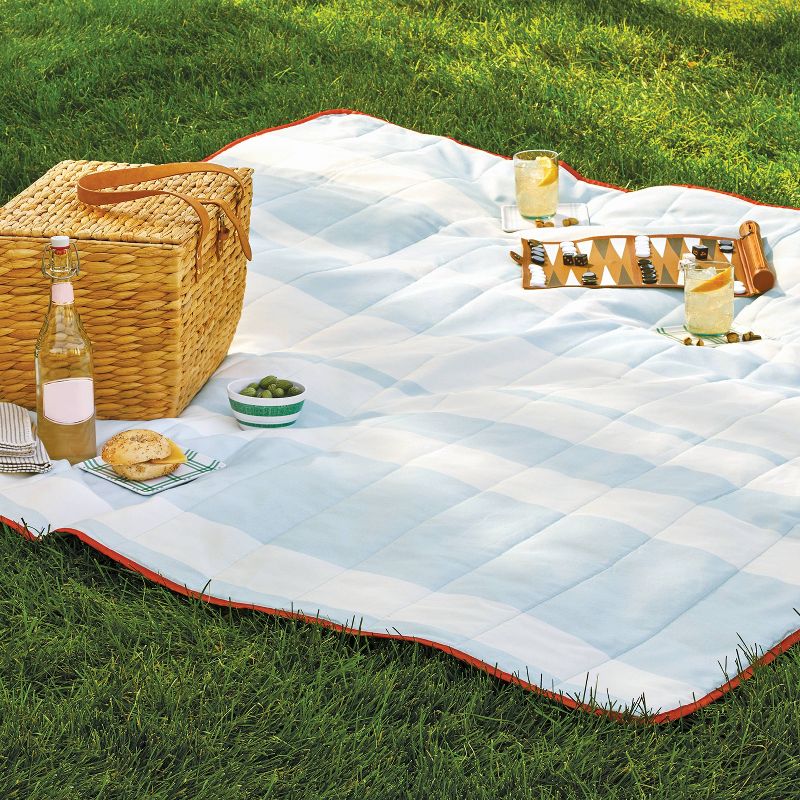 72&#34;x72&#34; Bold Stripe Picnic Blanket Cream/Light Blue/Red - Hearth &#38; Hand&#8482; with Magnolia, 3 of 6
