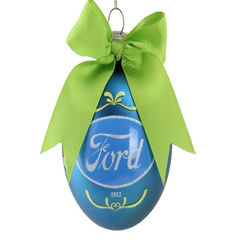 Northlight 2.75" Officially Licensed "Ford" Logo Glass Ball Christmas Ornament - Blue/Green, 3 of 4